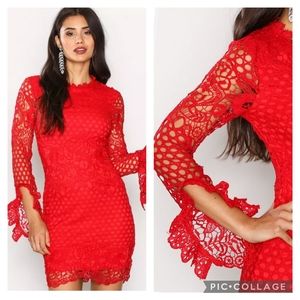 Red lace mini dress